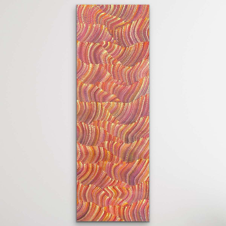 "Sand Dunes (Tali)" original Aboriginal painting by Maureen Nampijinpa Hudson, 120cm x 41cm - authentic Indigenous Australian artwork