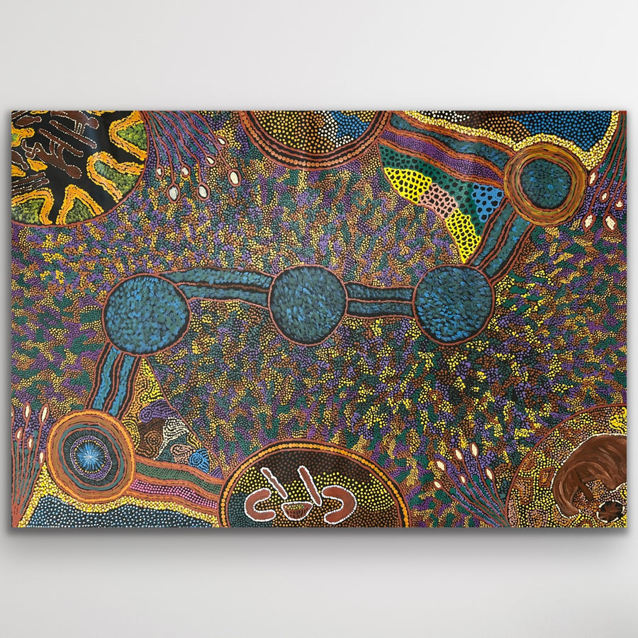 "Piltati Tjukurpa" original Aboriginal painting by Judy Armstrong, 147cm x 99cm - authentic Indigenous Australian artwork