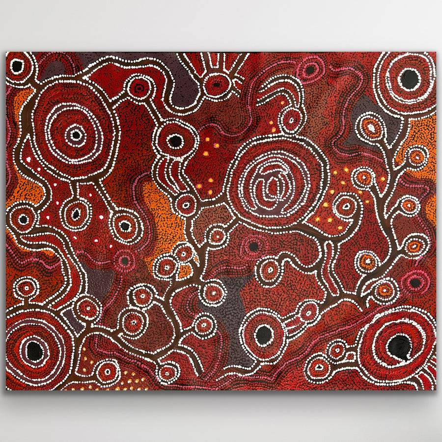 "Minyma Kutjara Munu Ngura" original Aboriginal painting by Daisybell Kulyuru, 119cm x 93cm - authentic Indigenous Australian artwork