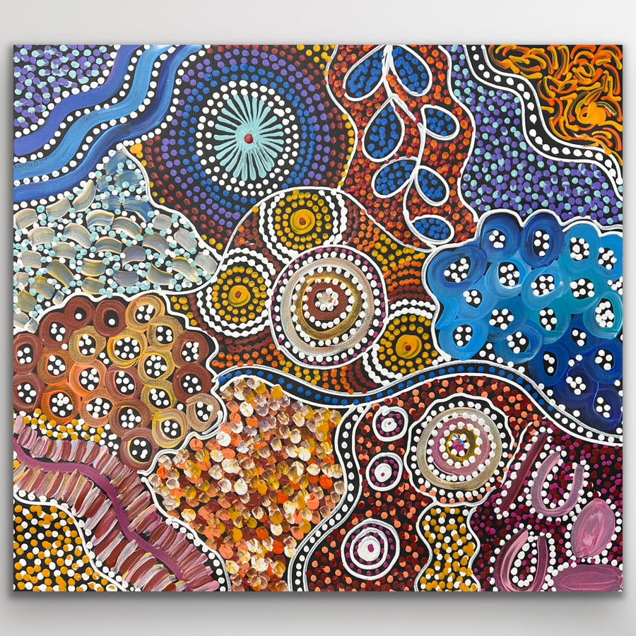 "My Country (Utopia)" original Aboriginal painting by Janet Golder Kngwarreye, 62cm x 57cm - authentic Indigenous Australian artwork