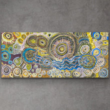 Load image into Gallery viewer, "Seven Sisters Dreaming (Kungkarangkalpa Tjukurpa)" original Aboriginal painting by Tanya Brady, 86cm x 199cm - authentic Indigenous Australian artwork