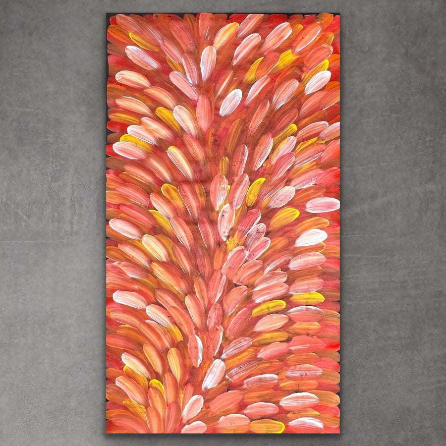 "Bush Medicine Leaves" original Aboriginal painting by Esther Haywood, 98cm x 176cm - authentic Indigenous Australian artwork