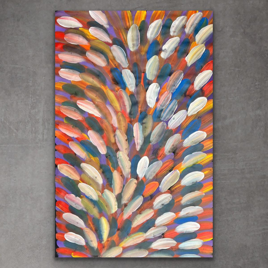 "Bush Medicine Leaves" original Aboriginal painting by Esther Haywood, 148cm x 95cm - authentic Indigenous Australian artwork