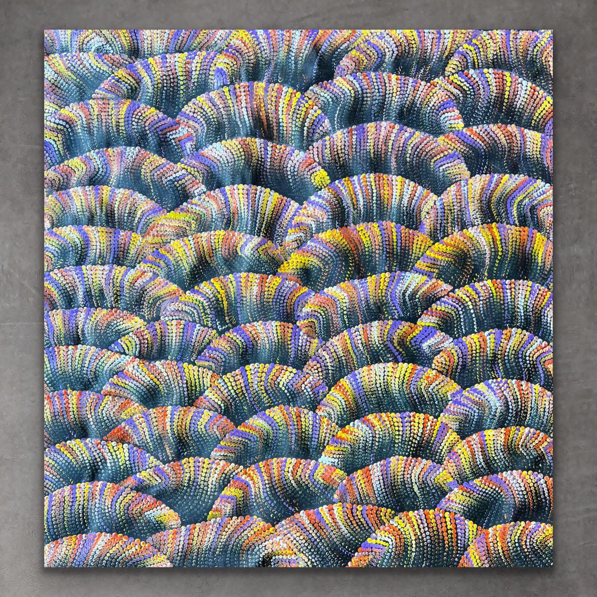 "Sand Dunes (Tali)" original Aboriginal painting by Maureen Nampijinpa Hudson, 94cm x 97cm - authentic Indigenous Australian artwork