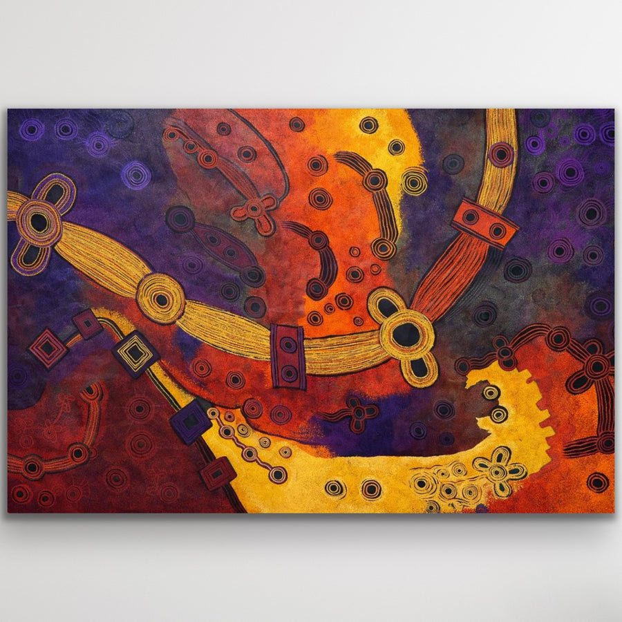"Minyma Malilu-nya" original Aboriginal painting by Teresa Baker Tunkin, 295cm x 170cm - authentic Indigenous Australian artwork