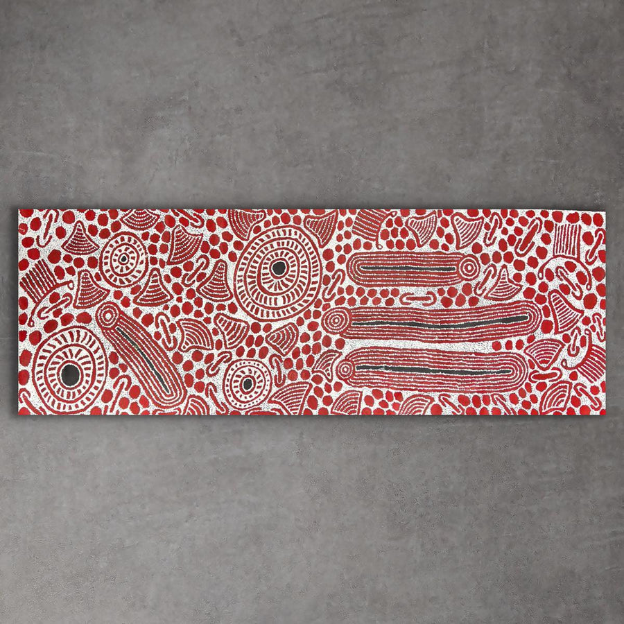 "Womens Ceremony" original Aboriginal painting by Glenys Gibson Napaltjarri, 200cm x 80cm - authentic Indigenous Australian artwork
