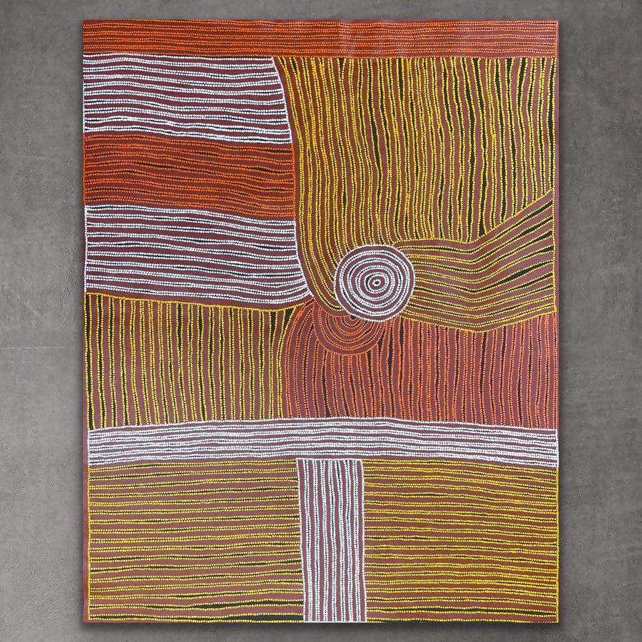 "Tjilkamata Tjukurrpa" original Aboriginal painting by Rosemary Porter, 107cm x 94cm - authentic Indigenous Australian artwork