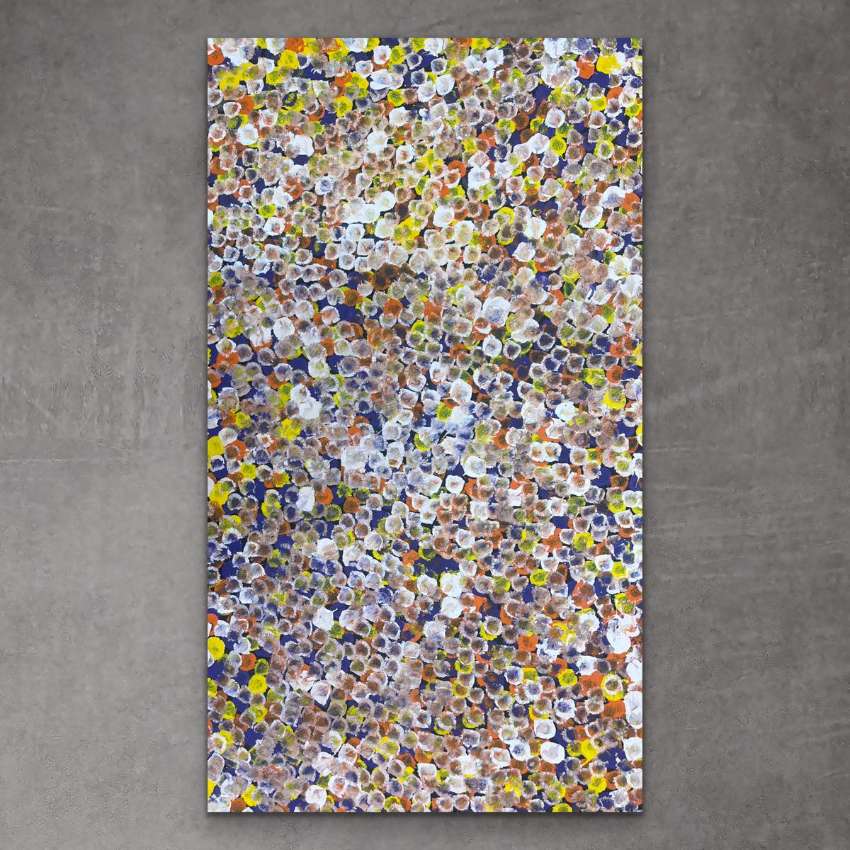 "Bush Plums" original Aboriginal painting by Bessie Pitjara, 94cm x 55cm - authentic Indigenous Australian artwork