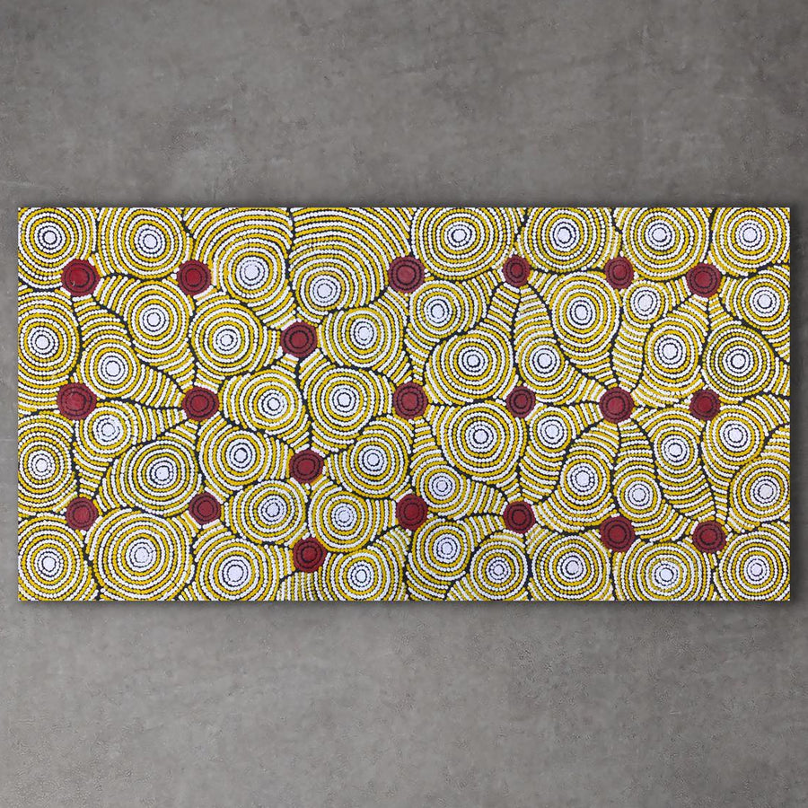 "Water Dreaming" original Aboriginal painting by Dulcie Nangala Frank, 116cm x 78cm - authentic Indigenous Australian artwork