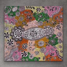 Load image into Gallery viewer, "Bush Flowers" original Aboriginal painting by Bernadine Johnson Kemarre, 87cm x 95cm - authentic Indigenous Australian artwork