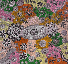 Load image into Gallery viewer, "Bush Flowers" Aboriginal art by Bernadine Johnson Kemarre - close-up detail, 87cm x 95cm
