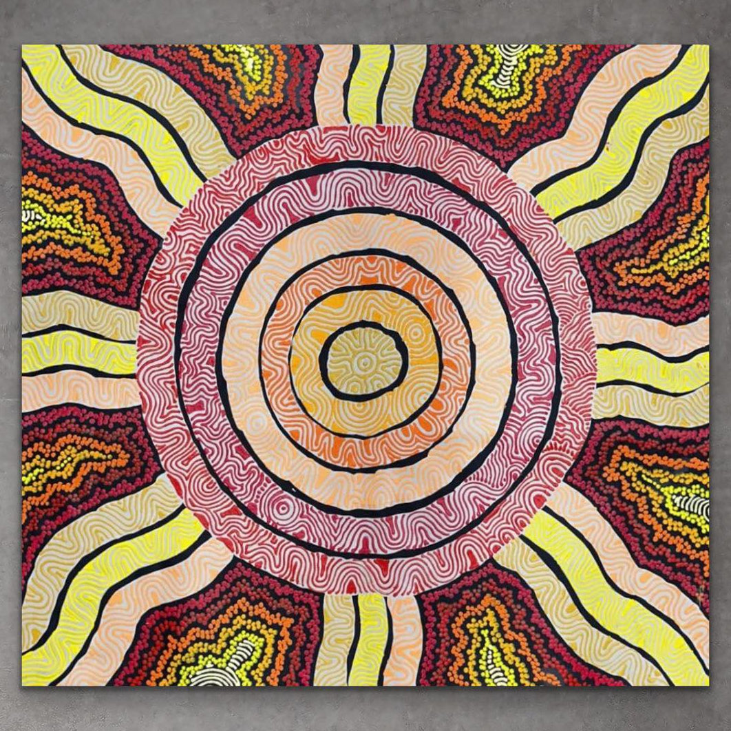 "My Country" original Aboriginal painting by Farron Furber Jampitjinpa, 77cm x 72cm - authentic Indigenous Australian artwork