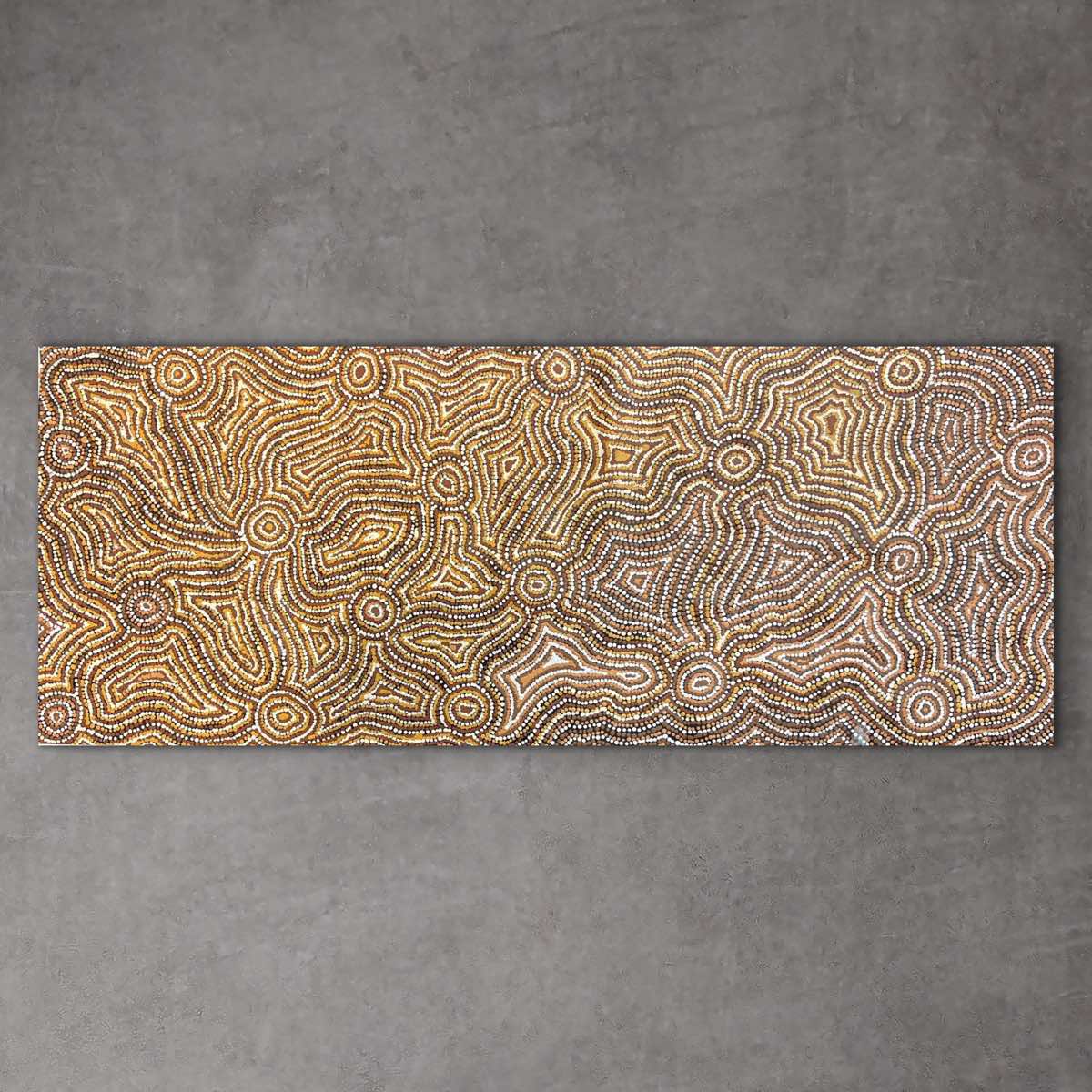 "Malila Minyma" by Renita Stanley - detail view of Aboriginal painting, 175cm x 69cm