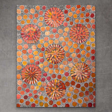 Load image into Gallery viewer, "Bush Flowers" original Aboriginal painting by Bernadine Johnson Kemarre, 119cm x 94cm - authentic Indigenous Australian artwork