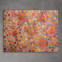 Load image into Gallery viewer, "Bush Flowers" by Bernadine Johnson Kemarre - detail view of Aboriginal painting, 119cm x 94cm