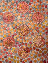 Load image into Gallery viewer, "Bush Flowers" Aboriginal art by Bernadine Johnson Kemarre - close-up detail, 119cm x 94cm