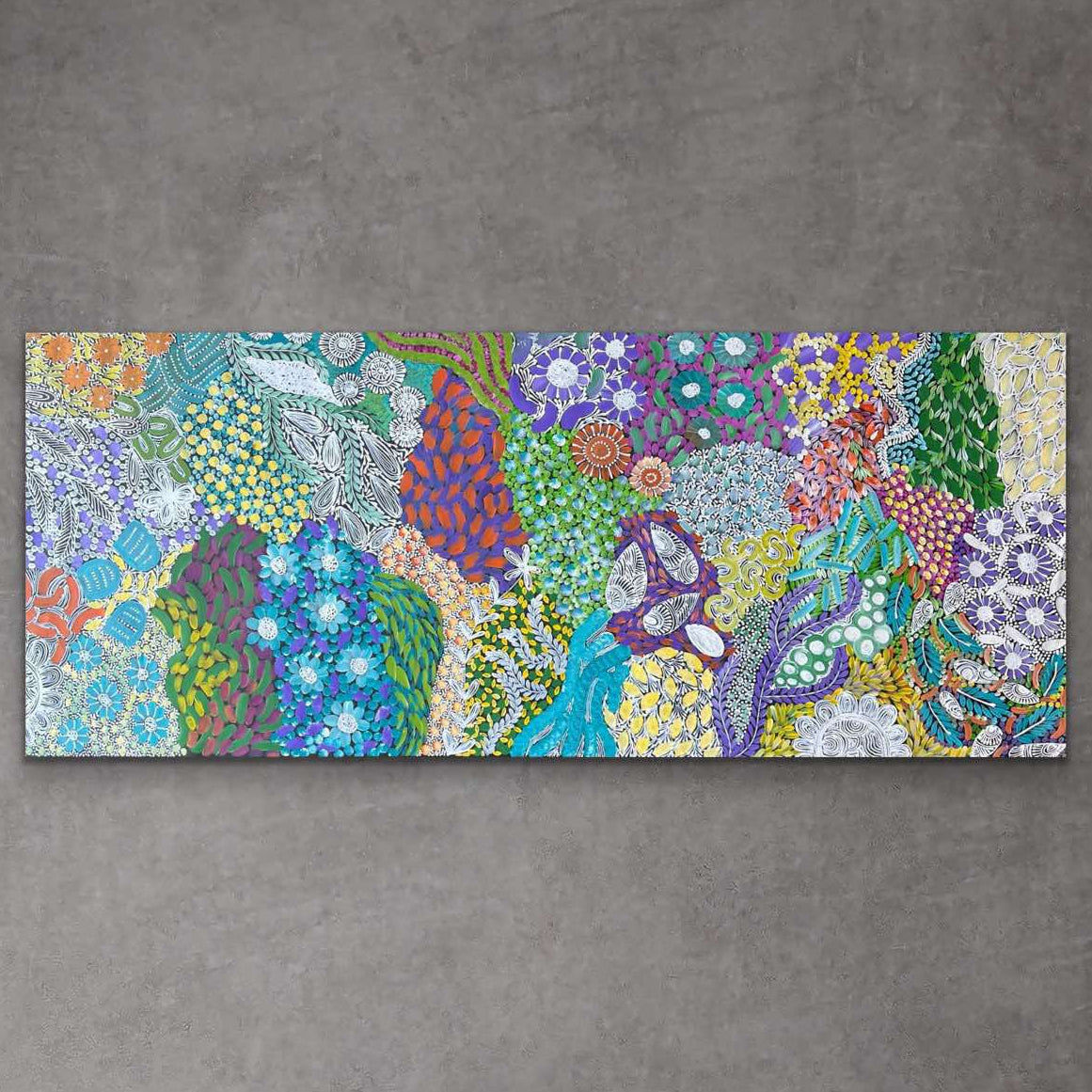 "Awelye" original Aboriginal painting by Karen Bird Ngale, 203cm x 83cm - authentic Indigenous Australian artwork