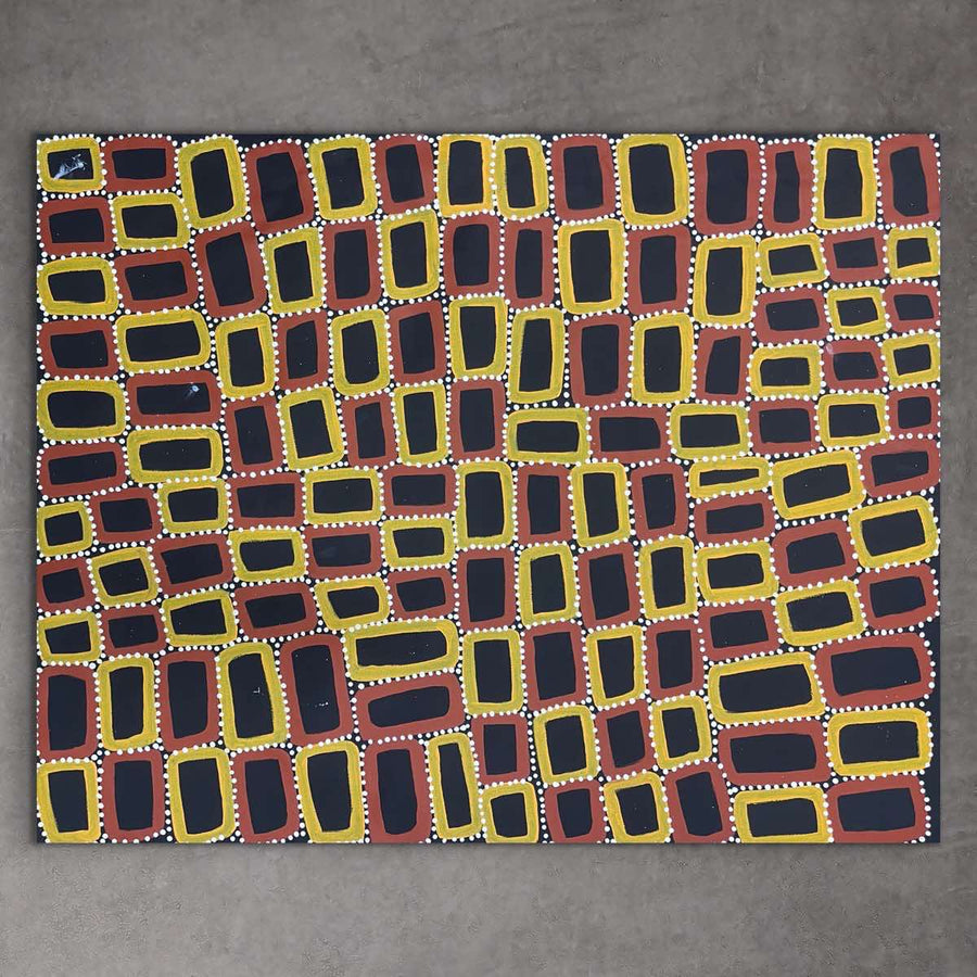 "Tingari" original Aboriginal painting by Walala Tjapaltjarri, 98cm x 78cm - authentic Indigenous Australian artwork