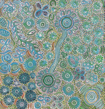 Load image into Gallery viewer, "Bush Flower" by Bernadine Johnson Kemarre - detail view of Aboriginal painting, 94cm x 92cm