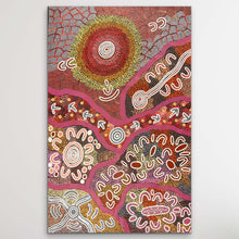 Load image into Gallery viewer, "Fire Dreaming" by Maureen Nampijinpa Hudson - detail view of Aboriginal painting, 131cm x 84cm