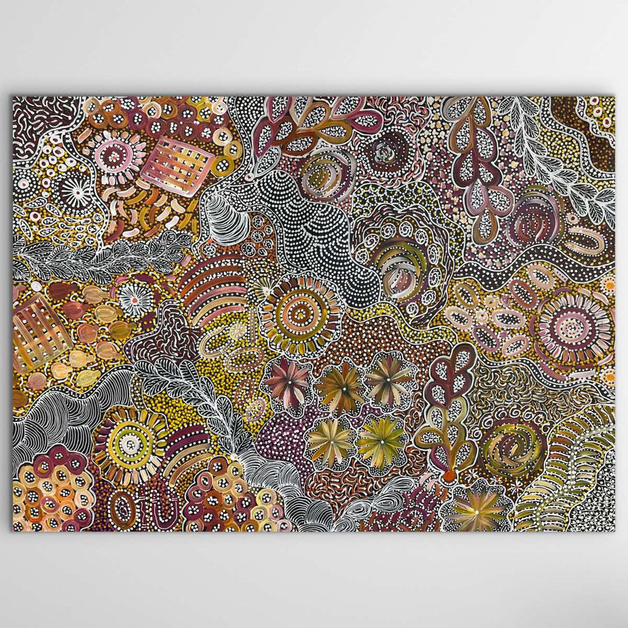 "Bush Yam Dreaming" original Aboriginal painting by Katrina Bird, 122cm x 88cm - authentic Indigenous Australian artwork