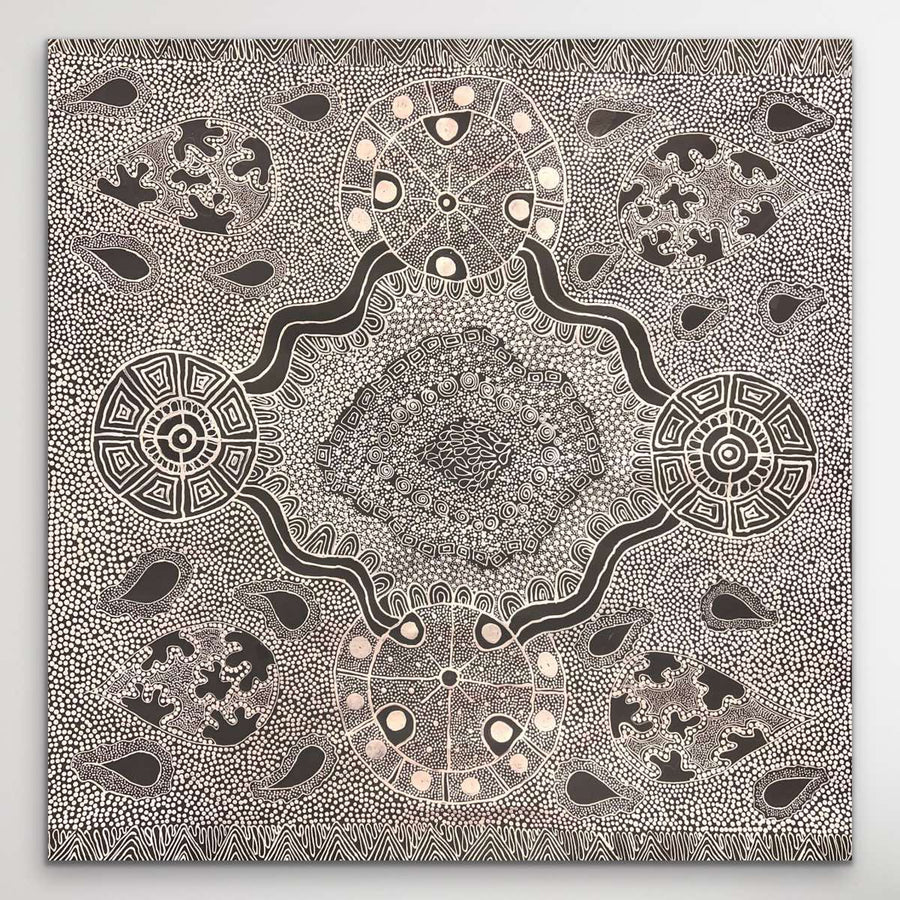 "My Country" original Aboriginal painting by Kianne Nakamarra Williams, 90cm x 87cm - authentic Indigenous Australian artwork