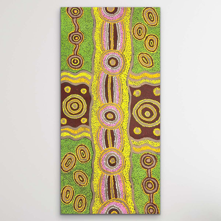 "Ngapari" original Aboriginal painting by Barbara Baker, 119cm x 58cm - authentic Indigenous Australian artwork