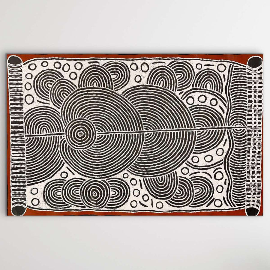"Goanna Love Story" original Aboriginal painting by Debra Nangala McDonald, 149cm x 95cm - authentic Indigenous Australian artwork
