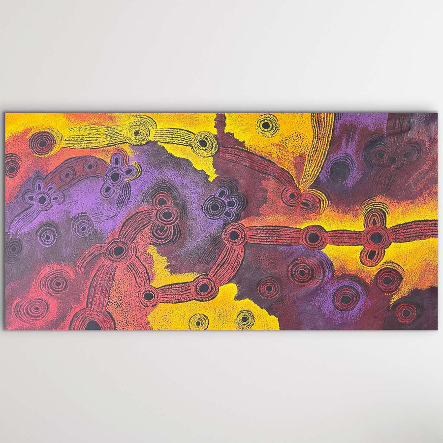 "Minyma Malilu" by Teresa Baker Tunkin - detail view of Aboriginal painting, 200cm x 102cm