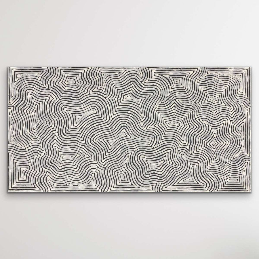 "Tingari" original Aboriginal painting by George Hairbrush Tjungurrayi, 197cm x 106cm - authentic Indigenous Australian artwork