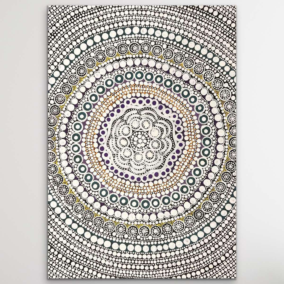 "Daisy Wildflowers" original Aboriginal painting by Susie Stafford, 49cm x 70cm - authentic Indigenous Australian artwork