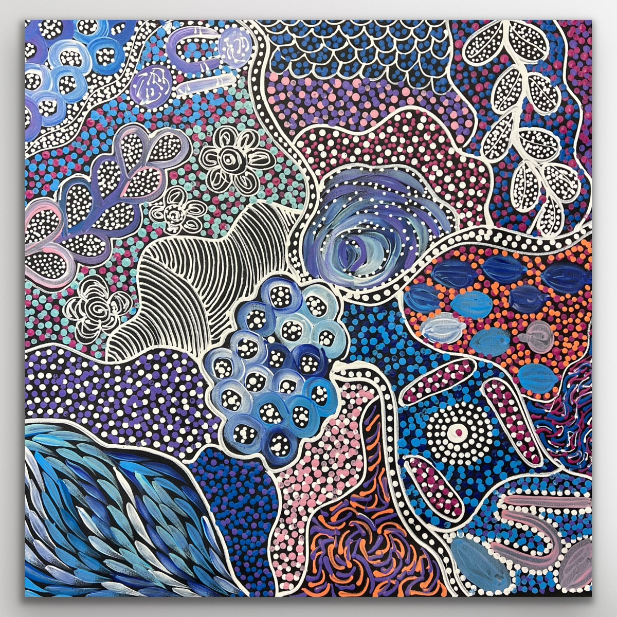 "My Country (Utopia)" original Aboriginal painting by Janet Golder Kngwarreye, 60cm x 60cm - authentic Indigenous Australian artwork