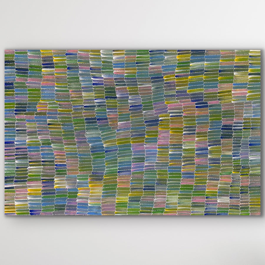 "Yam Dreaming" original Aboriginal painting by Jeannie Mills Pwerle, 150cm x 97cm - authentic Indigenous Australian artwork