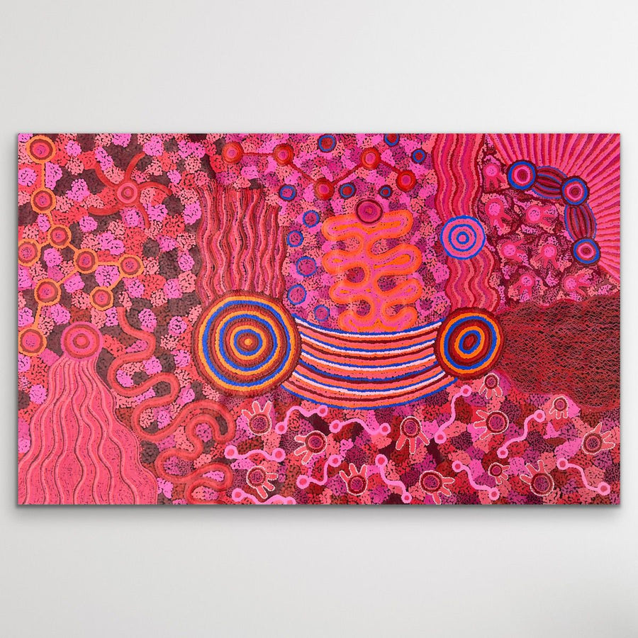 Large aboriginal painting "Mamungari-Nya" Renae Nakamarra Nelson 142cm x 90cm