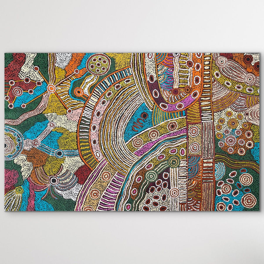 "Minyma Kutjara" original Aboriginal painting by Cassyanne Woods, 181cm x 114cm - authentic Indigenous Australian artwork