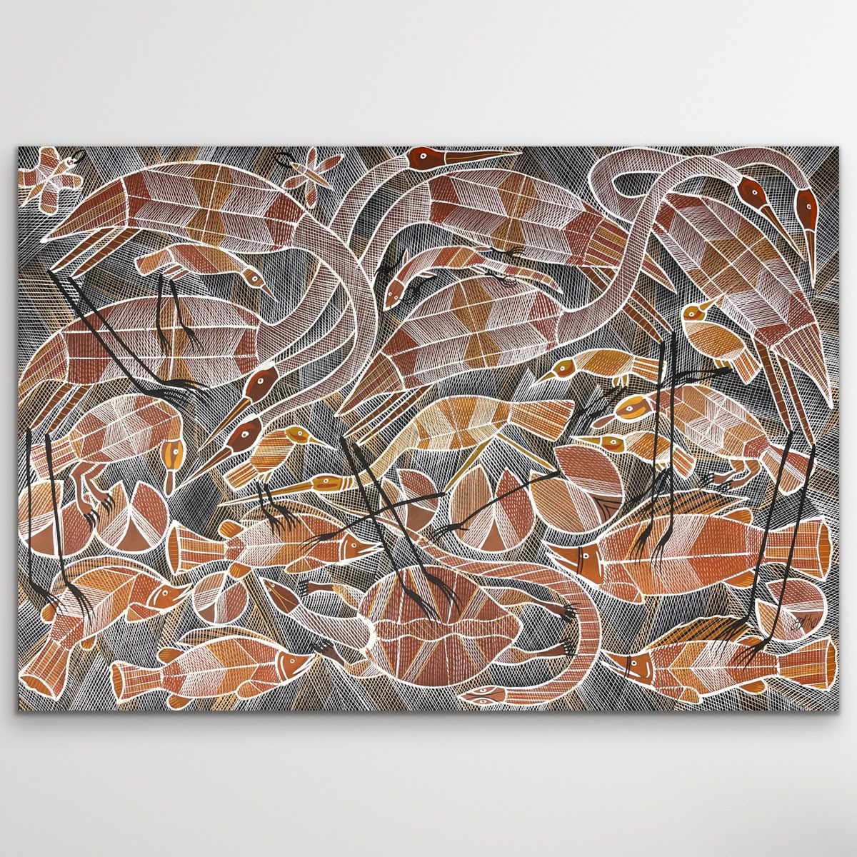 "Billabong Story" original Aboriginal painting by Eddie Blitner, 125cm x 88cm - authentic Indigenous Australian artwork