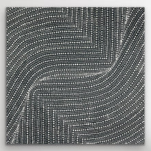 Load image into Gallery viewer, Artist signature and texture detail on Tansy Martin's 61x61cm bush onion Aboriginal painting