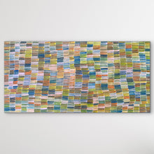 Load image into Gallery viewer, Original Aboriginal art featuring broad brush stroke and dots orange, green, yellow, blue, brown