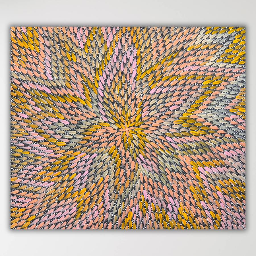 "Bush Medicine Leaves" Bernadine Johnson Kemarre 60cm x 52cm, original Aboriginal painting