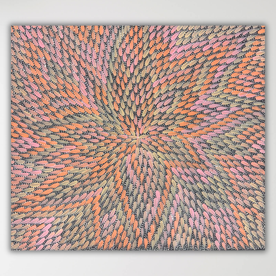 "Bush Medicine Leaves" Bernadine Johnson Kemarre 60cm x 52cm, original Aboriginal painting