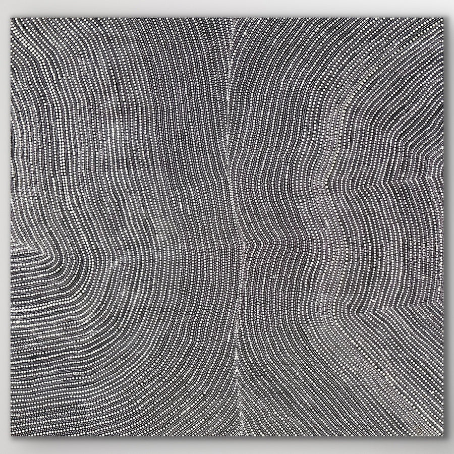 Bush Beans by Nancy Martin Napangarti 150 x 145 cm Warlpiri Aboriginal painting from Central Desert Australia