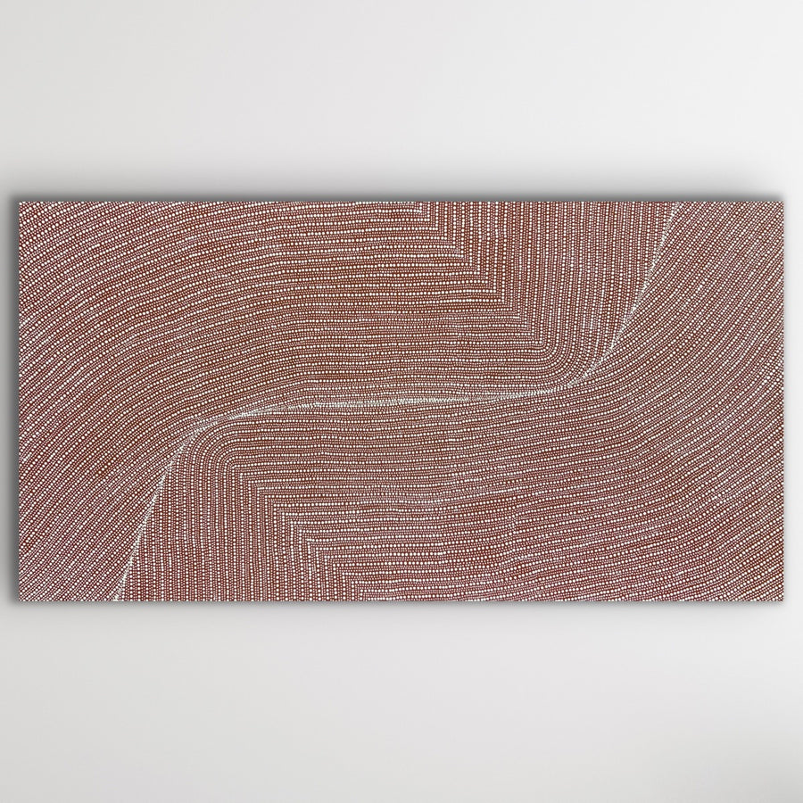 Bush Onion Aboriginal painting by Tansy Martin featuring fine dot work on large canvas