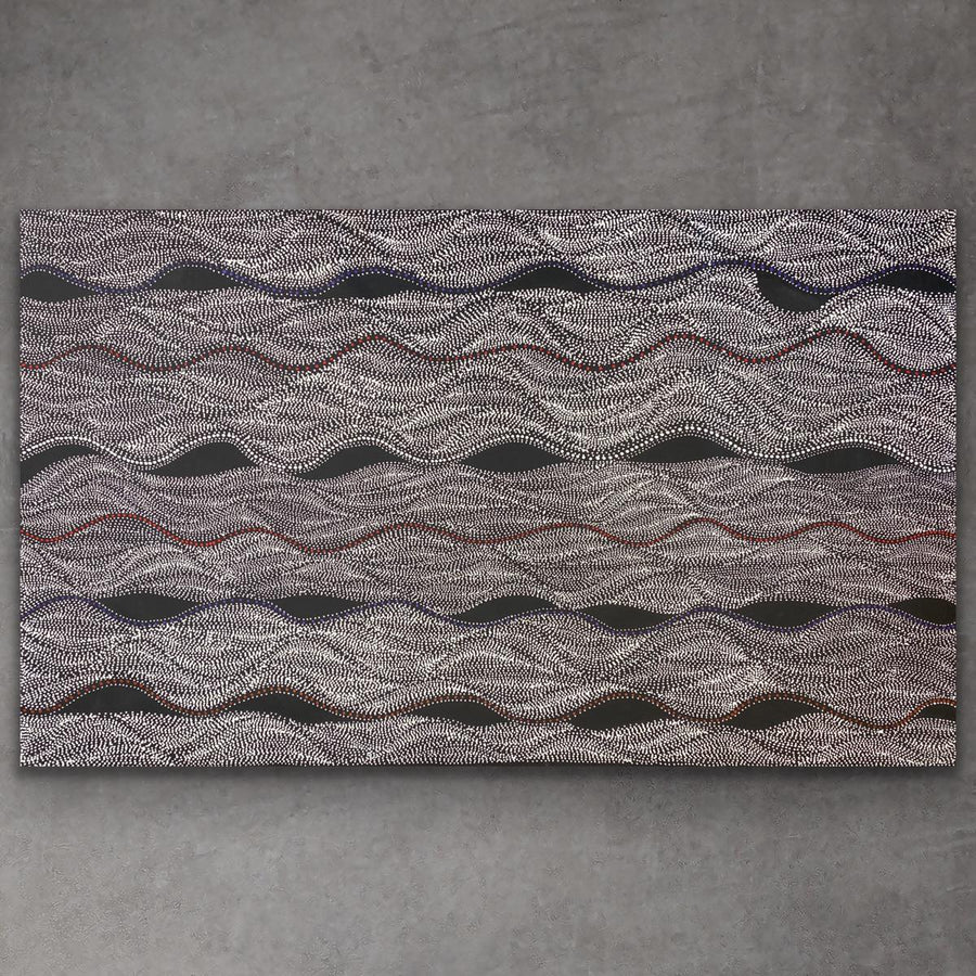 Buy Seed Dreaming Aboriginal art by Marshall Jangala Robertson featuring intricate dot work and movement