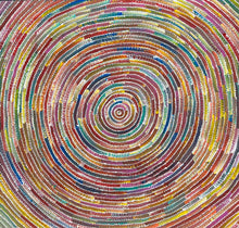 Load image into Gallery viewer, Close-up of intricate concentric dot circles symbolising connection, renewal and harmony in Bernadine Johnson Kemarre’s work
