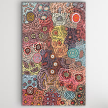 Load image into Gallery viewer, Detailed view of Grandmother's Country by Michelle Possum Nungurrayi showing aerial perspectives and cultural designs