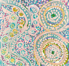 Load image into Gallery viewer, Zoomed-in crop highlighting the intricate dot technique and delicate composition of Piltati Tjukurpa Dreaming.