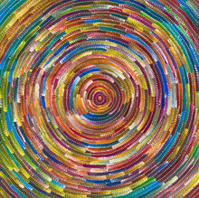 Load image into Gallery viewer, Close-up detail of Circle of Life Aboriginal dot painting print highlighting intricate circles