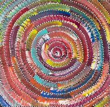 Load image into Gallery viewer, Close-up showing layered dot work in soft crimson, turquoise, and cream tones, highlighting the artist’s precise technique and spiritual energy.