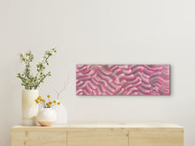 Load image into Gallery viewer, Sand Dunes pink and salmon painting on a wall above a wooden console table with decorative vases.
