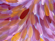 Load image into Gallery viewer, Close-up of a colorful vibrant ombre pink purple red orange aboriginal Artwork with pink, yellow, and red brush strokes.